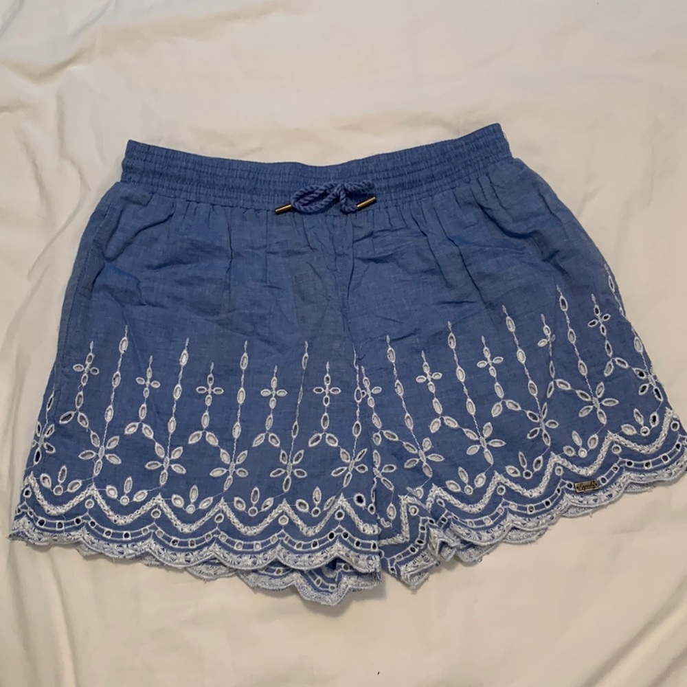 SUPERDRY PARIS light blue and floral designed shorts in size S. New with tags.
